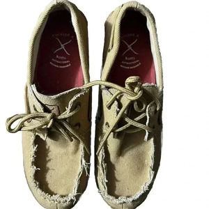 Twisted X Driving Moc Loafers Lace Up Womens Size 8M Tan Canvas WDM0050